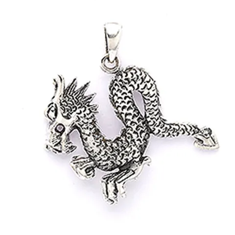 äkta drake hängen i oxiderat sterlingsilver