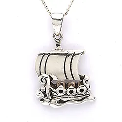 vikingaskepp hängen i oxiderat sterlingsilver