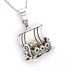 vikingaskepp hängen i oxiderat sterlingsilver