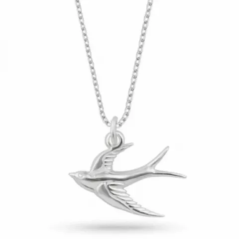 fågel halsband i silver med hängen i silver