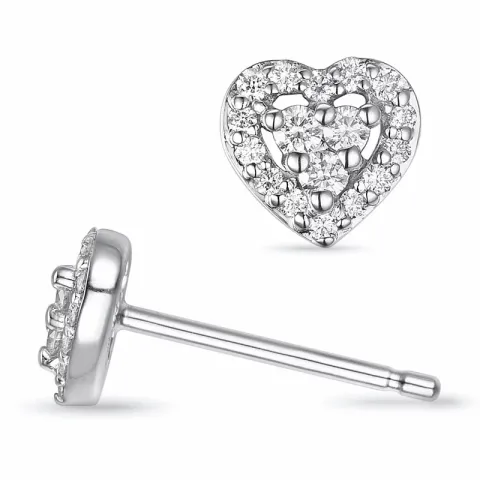 hjärta briljant örhängestift i 14 karat vitguld med diamant