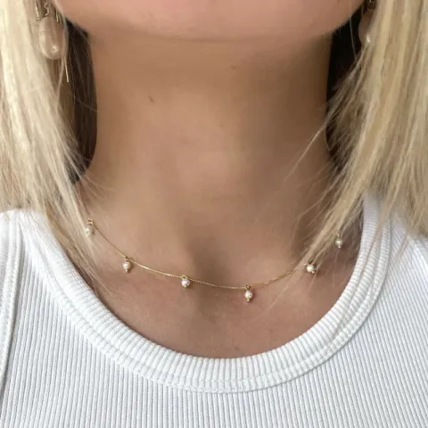 Nava Momi pärla halsband i förgyllt silver