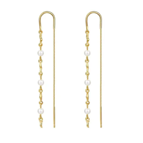 Nava Mara  långa pärla kedja örhängen i förgyllt silver