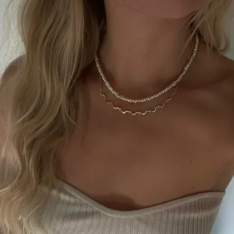 Nava zirkon halsband i förgyllt silver