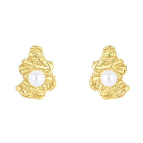 Nava Eos Petite Studs  pärla örhängen i förgyllt silver