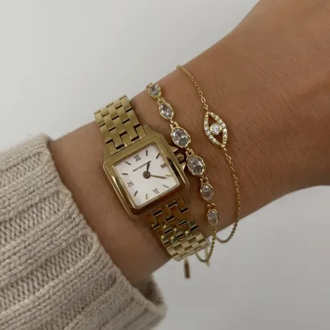 Nava Akhen armband i förgyllt silver vit zirkon