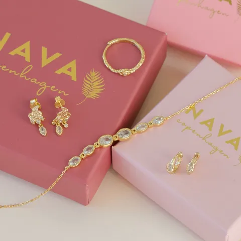 Nava Akhen armband i förgyllt silver vit zirkon