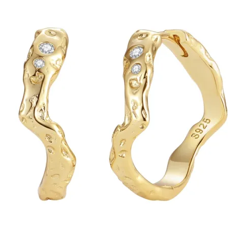 Nava Elei creol i förgyllt silver vit zirkon