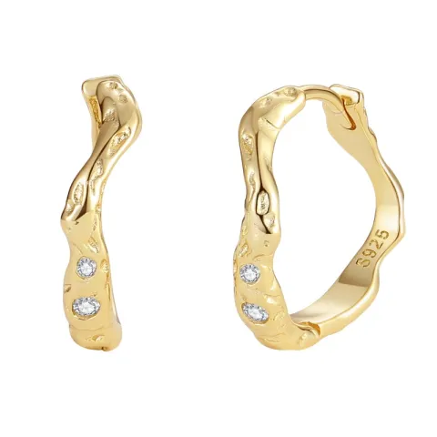 Nava Saba creol i förgyllt silver vit zirkon