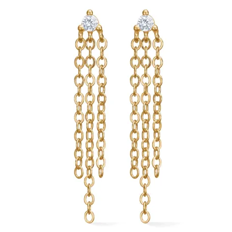 Studio Z Ripple kedja örhängen i förgyllt silver vit zirkon