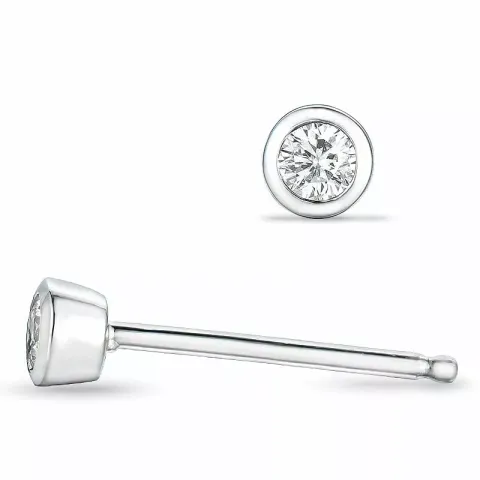 2 x 0,05 ct diamant solitäreörhängestift i 14 karat vitguld med diamant