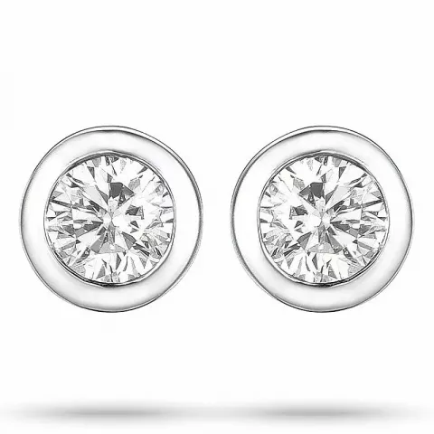 2 x 0,05 ct diamant solitäreörhängestift i 14 karat vitguld med diamant 