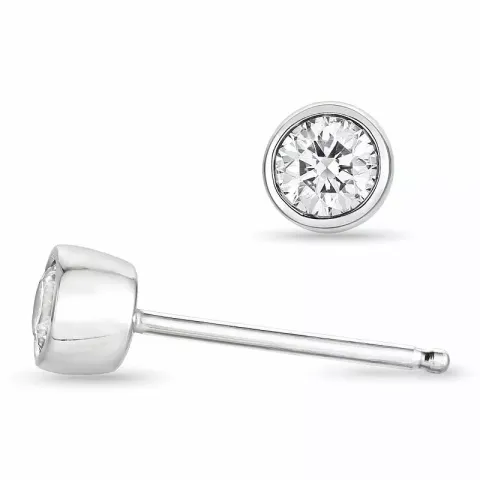 2 x 0,10 ct vitguld solitäreörhängestift i 14 karat vitguld med diamant 