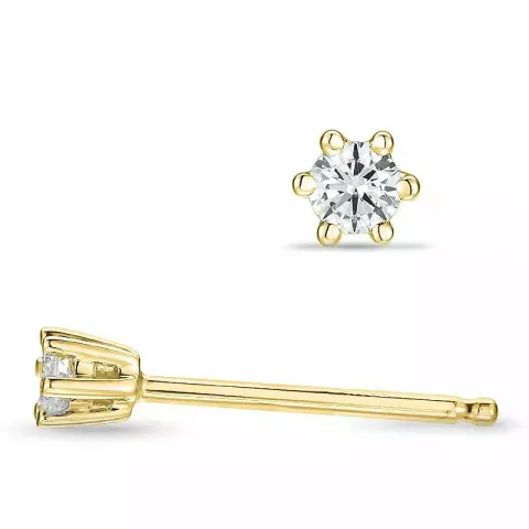 2 x 0,05 ct diamant guld solitäreörhängestift i 14 karat guld med diamant
