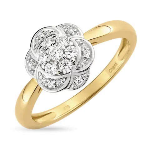 Blommor ring i 9 karat guld med 9 karat vitguld