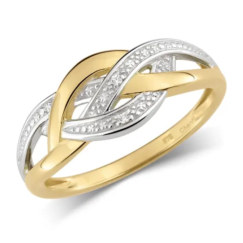 Abstrakt ring i 9 karat guld med 9 karat vitguld