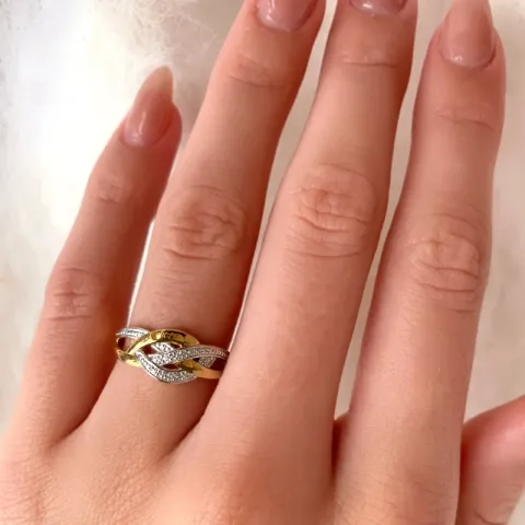 Abstrakt ring i 9 karat guld med 9 karat vitguld
