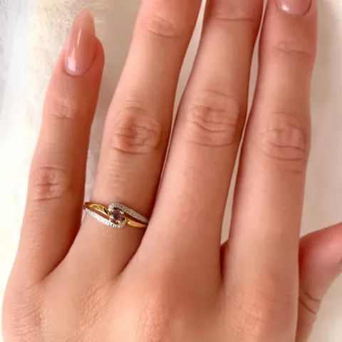 zirkon ring i 9 karat guld med 9 karat vitguld - Gold Collection