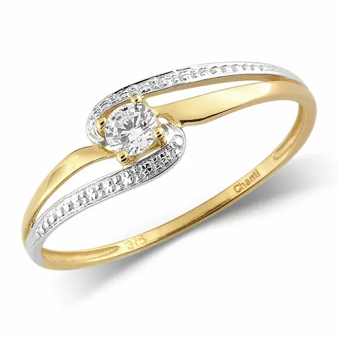 Kollektionsprov zirkon ring i 9 karat guld med 9 karat vitguld