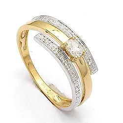 Ring i 9 karat guld med 9 karat vitguld