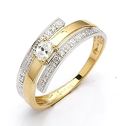 Ring i 9 karat guld med 9 karat vitguld