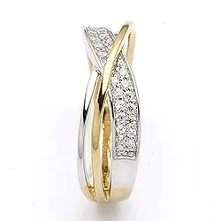 Äkta  ring i 9 karat guld med 9 karat vitguld