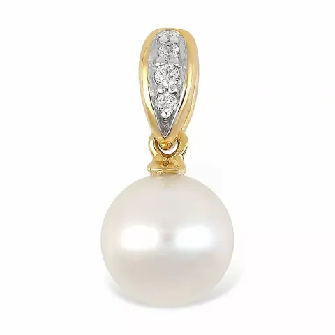 runt hängen i 9 karat guld med rhodium