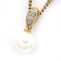 runt hängen i 9 karat guld med rhodium