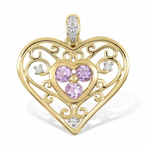 hjärta hängen i 9 karat guld med rhodium