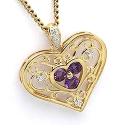 hjärta hängen i 9 karat guld med rhodium