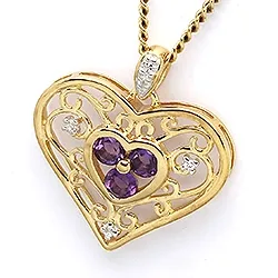 hjärta hängen i 9 karat guld med rhodium