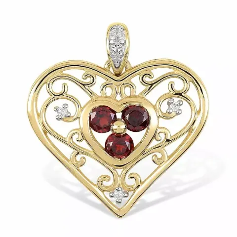 Hjärta granat hängen i 9 karat guld