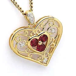 Hjärta granat hängen i 9 karat guld