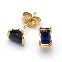 Ovala örhängen i 9 karat guld med syntetiska safirer