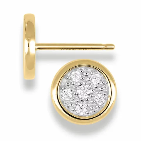 Runda örhängen i 9 karat guld med zirkoner