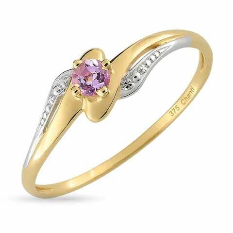 äkta lila ametist ring i 9 karat guld med 9 karat vitguld
