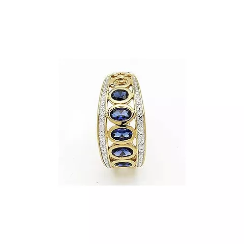 Stor abstrakt blå ring i 9 karat guld