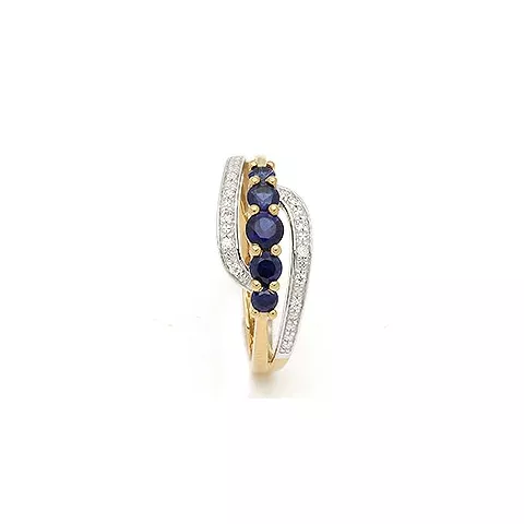 blå ring i 9 karat guld med rhodium