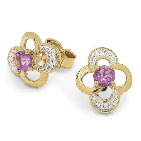 fyrklöver ametist örhängen i 9 karat guld med rhodium med 