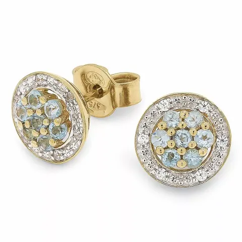 runda topas örhängestift i 9 karat guld med rhodium med 