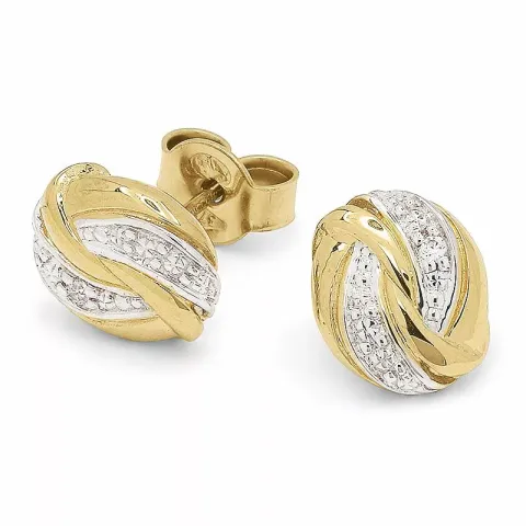 ovala zirkon guldörhängen i 9 karat guld med rhodium med
