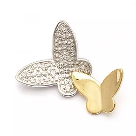 fjärilar hängen i 14  carat guld- och vitguld 0,025 ct