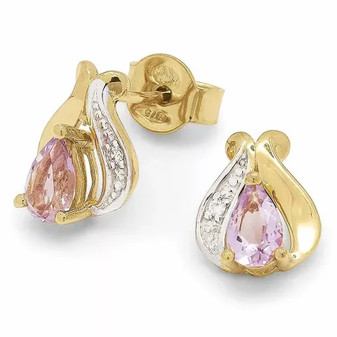 Vackra ametist örhängen i 9 karat guld med rhodium med ametister och zirkoner