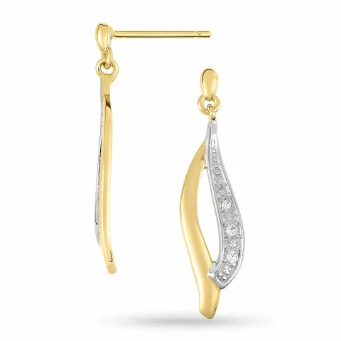 Vita zirkon guldörhängen i 9 karat guld med rhodium med