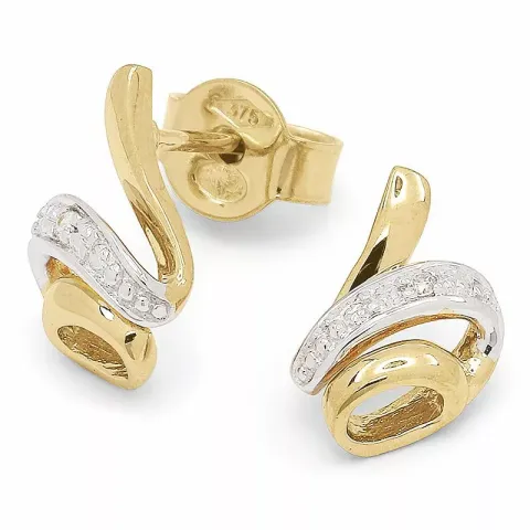 Vackra zirkon guldörhängen i 9 karat guld med rhodium med zirkoner