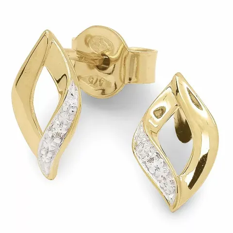 Små zirkon örhängestift i 9 karat guld med rhodium med zirkoner