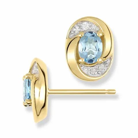 äkta ovala topas örhängestift i 9 karat guld med rhodium med topaser och zirkoner