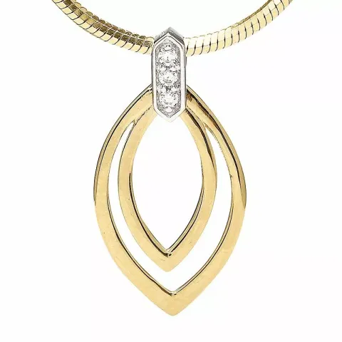 zirkon hängen i 9 karat guld med rhodium