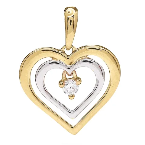 hjärta hängen i 9 karat guld med rhodium