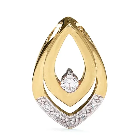 vit zirkon hängen i 9 karat guld med rhodium